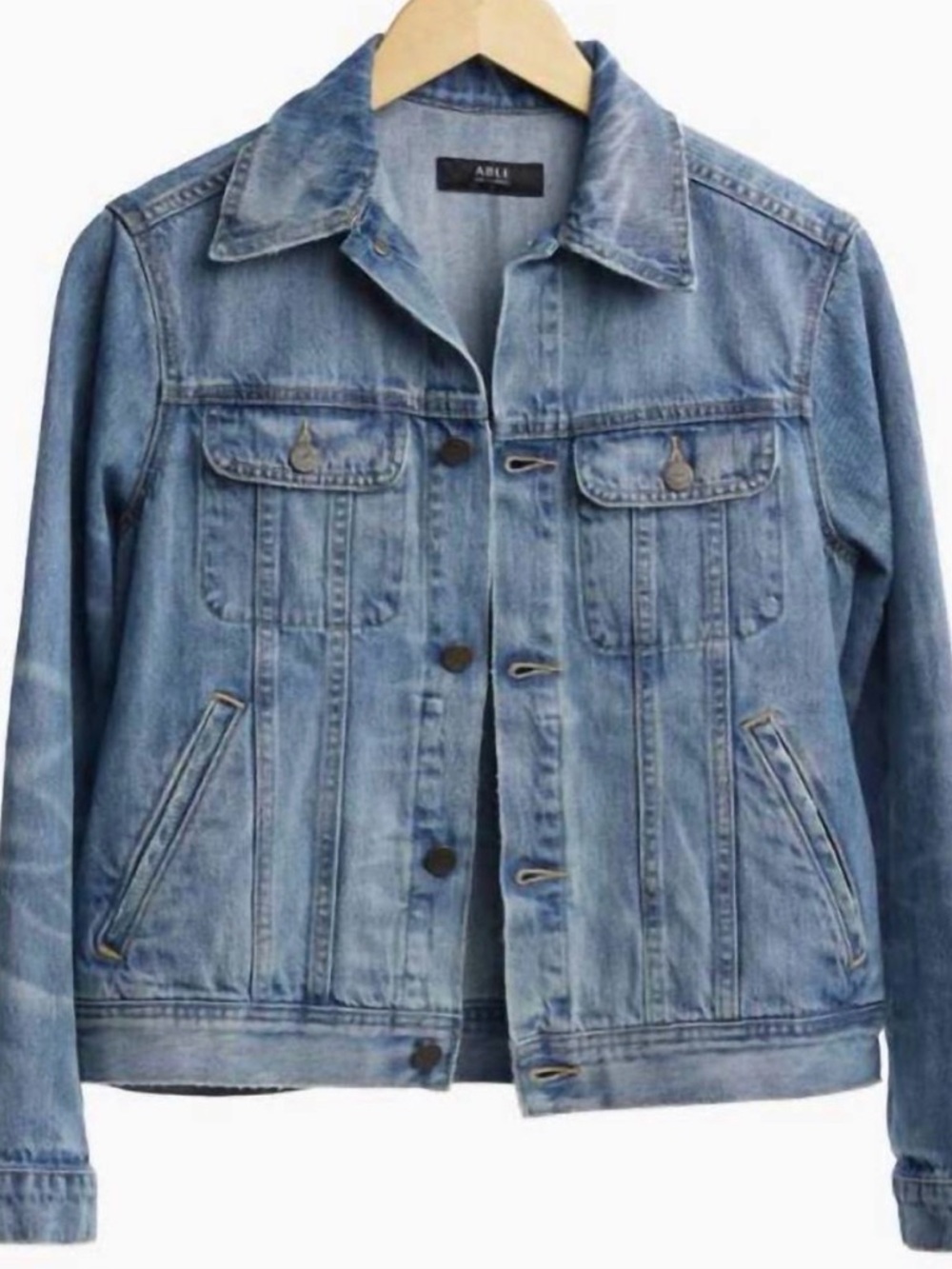 ABLE classic trucker bailey denim jacket in blue small